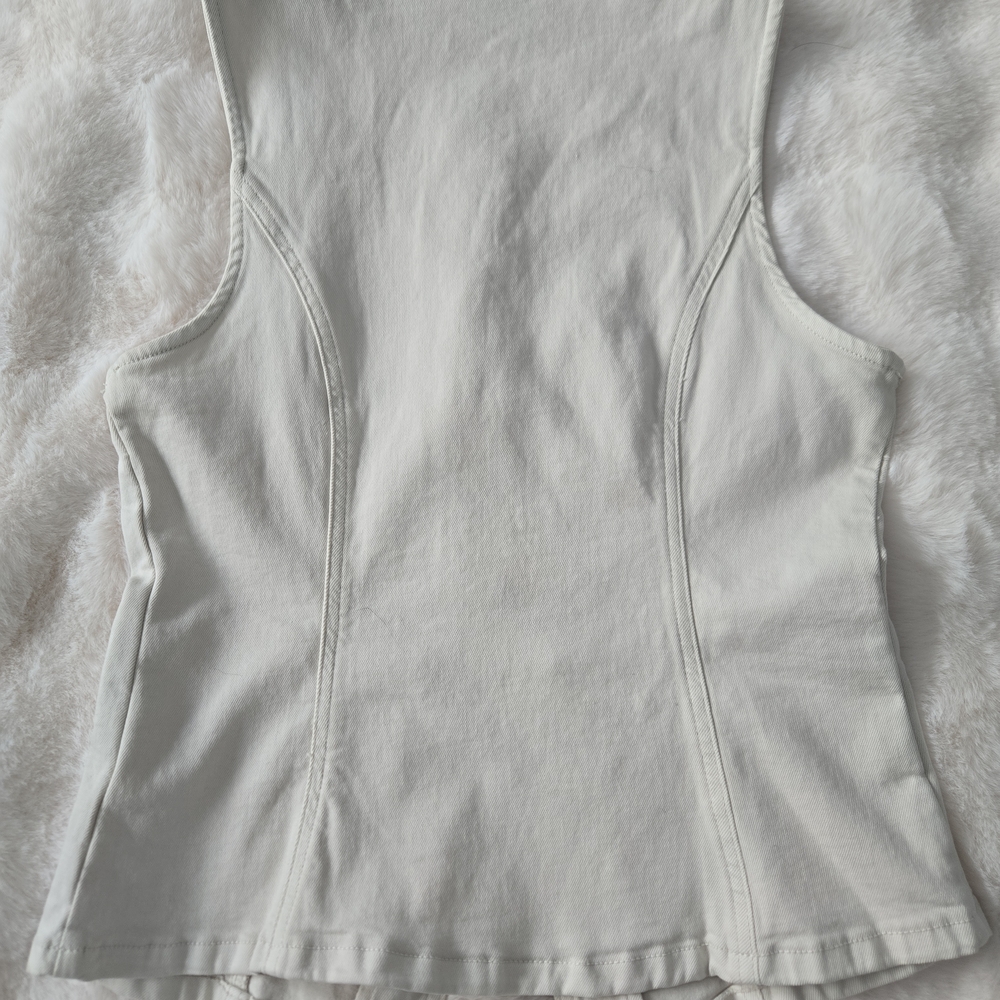 American Eagle Cream Structured Button Front Deni… - image 2